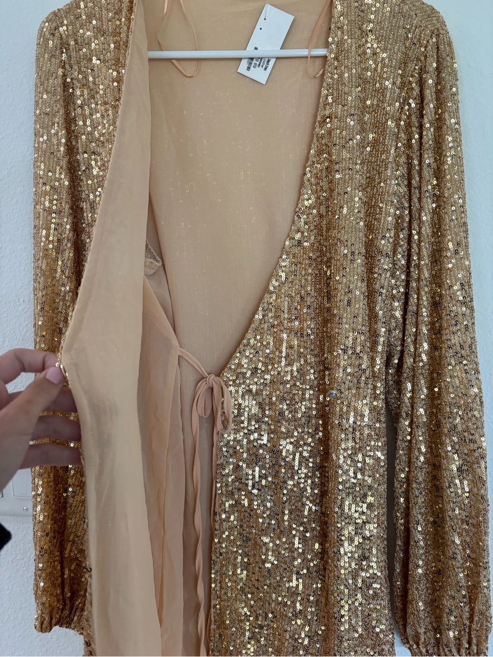 Millibon NWT Gold Sequin Wrap dress - Picture 2 of 3